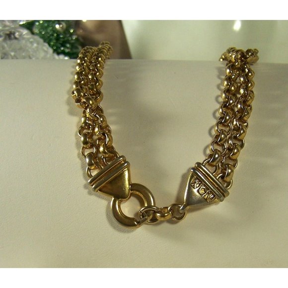 Liz Claiborne LCI Vintage Double Strand XCN Necklace Gold Tone Chains 23" - Picture 4 of 5